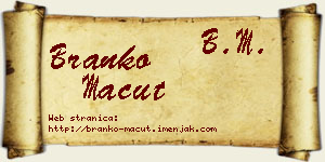 Branko Macut vizit kartica